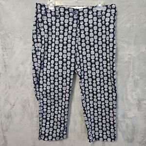 Crown And Ivy Women's Sz 10 Pineapple Capri navy white cotton spandex mid rise